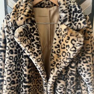 Leopard Print Faux Fur Coat